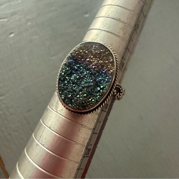 Lori Bonn 925 Sterling Silver Druzy Ring Size 8.5 - Picture 6 of 10